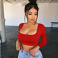 Square Neck Casual Crop