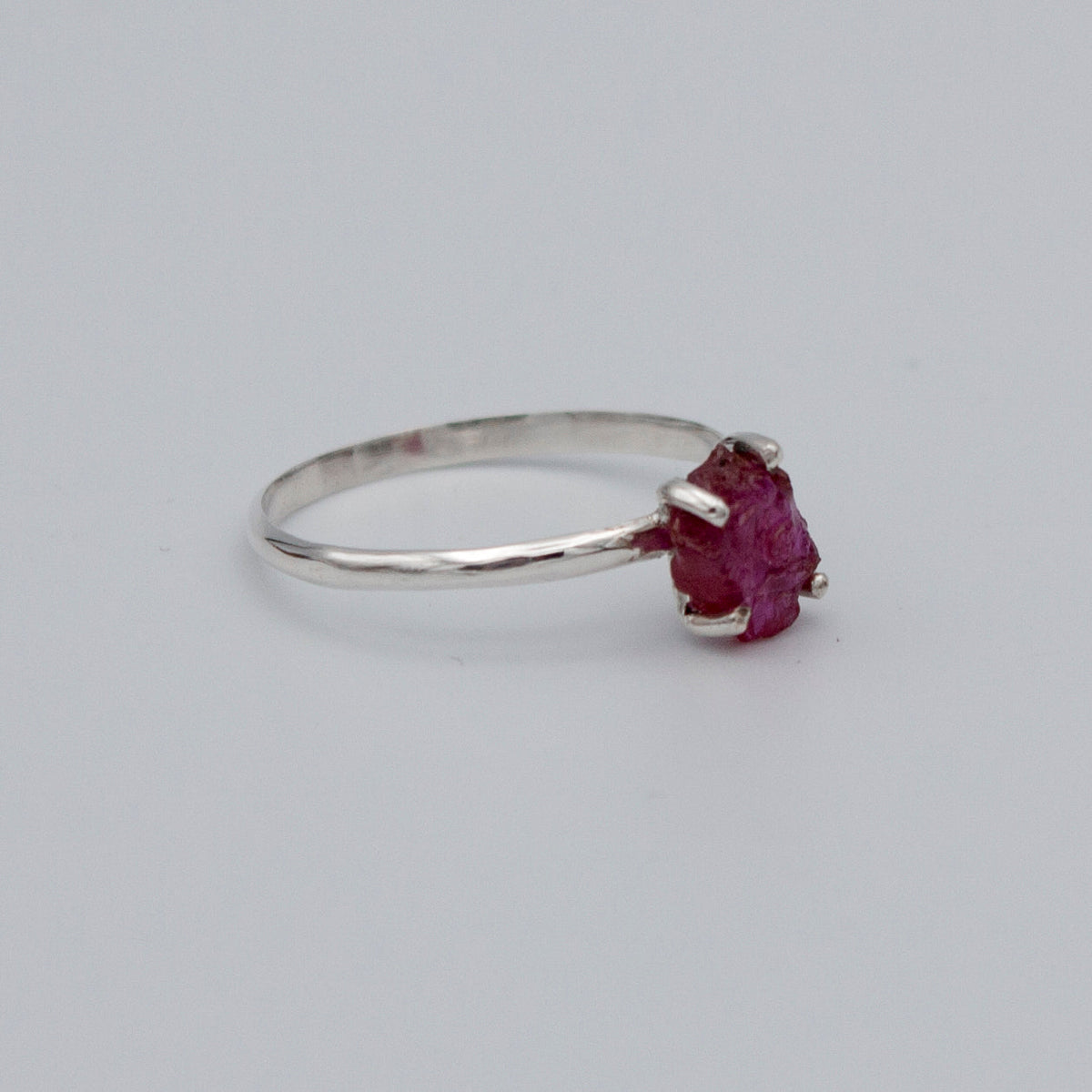 Sterling Silver Ruby Ring Raw Stone Minimalist Band
