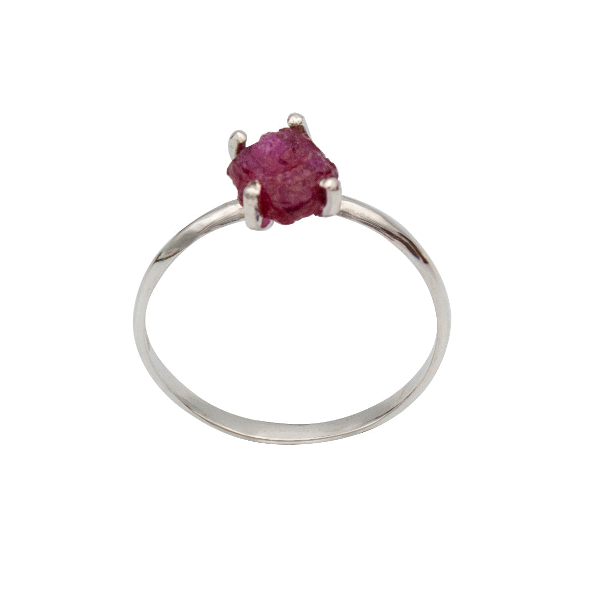 Sterling Silver Ruby Ring Raw Stone Minimalist Band