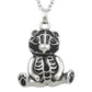 Sterling Silver Teddy Bear Skeleton Pendant Necklace