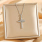 Titanium Steel Double Ring Zircon Pendant Necklace