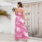 Tropical Leaf Long Dress Summer Swing