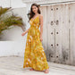 Tropical Leaf Long Dress Summer Swing