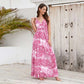 Tropical Leaf Long Dress Summer Swing