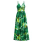 Tropical Leaf Long Dress Summer Swing
