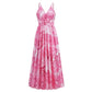Tropical Leaf Long Dress Summer Swing