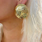 Turkish Gold Medallion Earrings Hammered Disc Statement