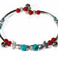 Turquoise Fish Charm Beaded Bracelet Adjustable Boho