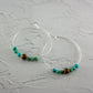 Turquoise Hematite Sterling Silver Boho Hoop Earrings