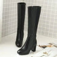 Women's Retro Square Toe Boots with Side Zipper
