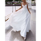 White Strapless Wedding Gown with High Slit