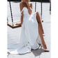 White Strapless Wedding Gown with High Slit