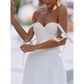 White Strapless Wedding Gown with High Slit