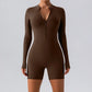 Long-Sleeve Zippered One-Piece Dance Suit