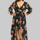 Plus Size Long Sleeve Floral Off-Shoulder Dress